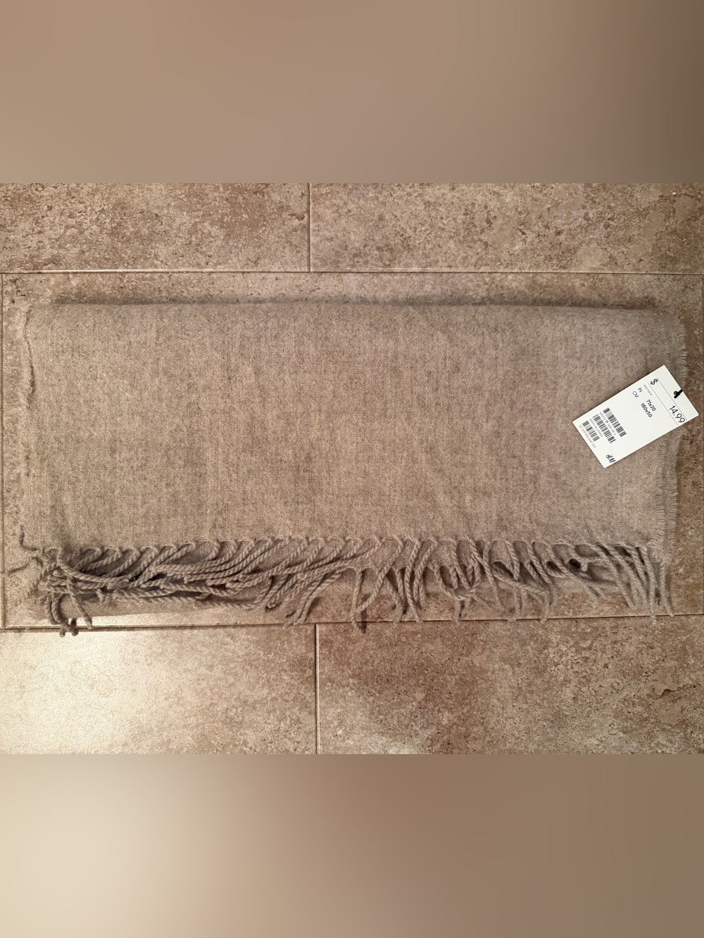 H&M taupe fringe throw scarf | NWT